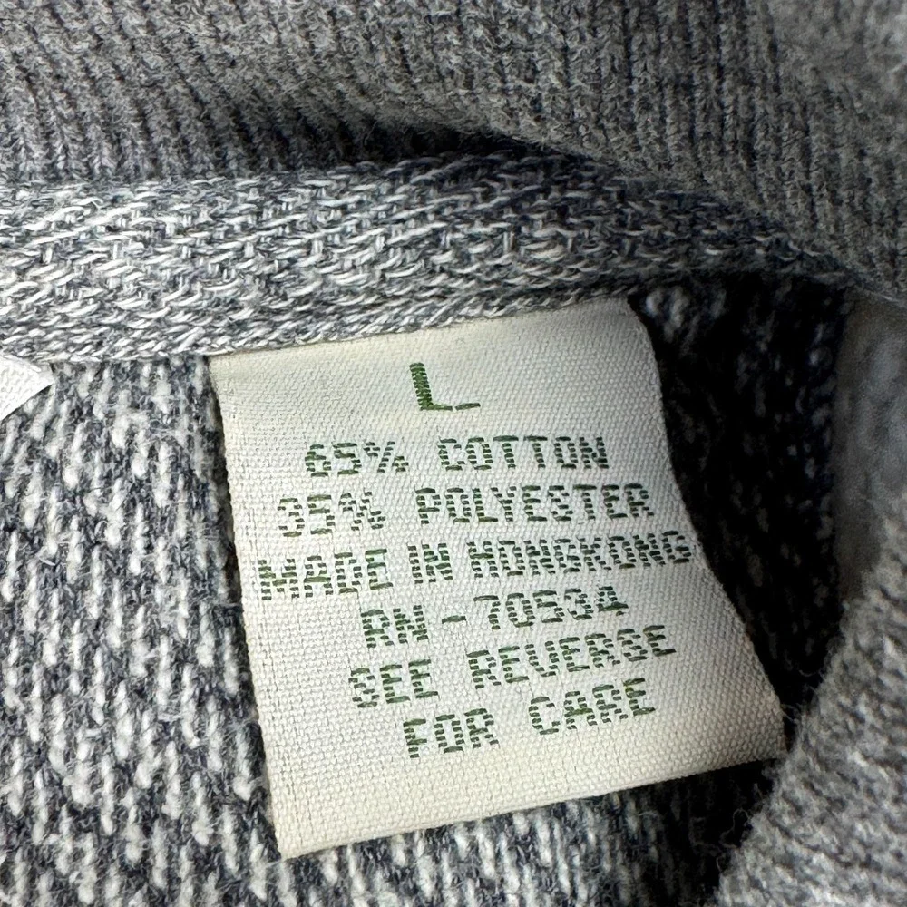 Vintage Orvis Elbow Patch Pullover Sweater Mens L Gray Herringbone Cotton Knit